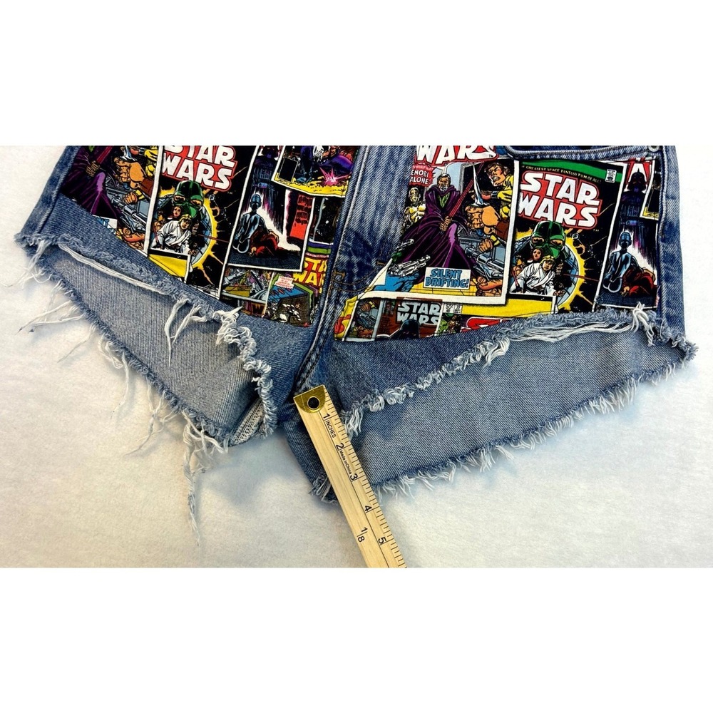 Coal N Terry Star Wars Custom Reworked Studded Distressed Denim Shorts CK Denim - Picture 13 of 13